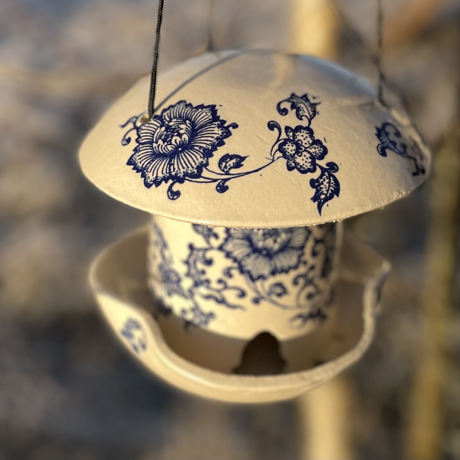 Fuglemater Barock Blomst Blå Stor - 3