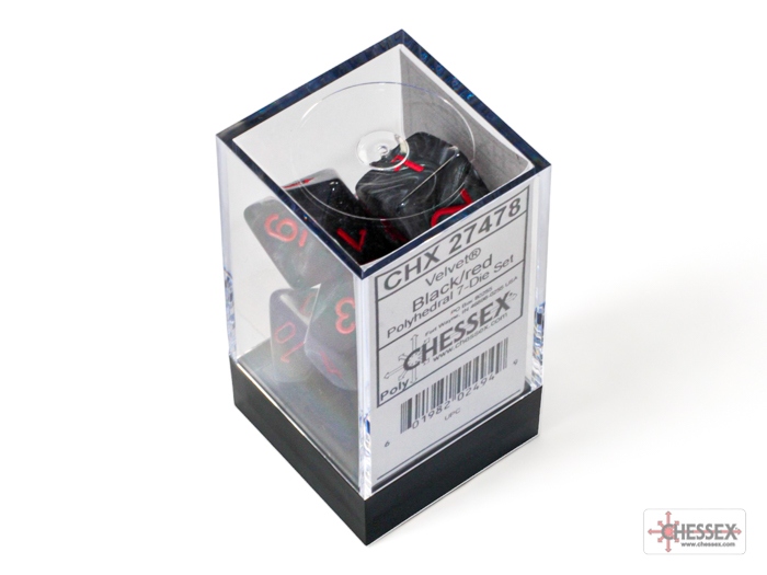 Chessex: Velvet Black/Red Polyhedral 7-Dice Set