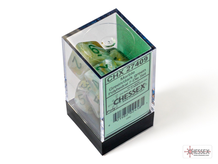 Chessex: Marble Green/Dark green Polyhedral 7-Dice Set