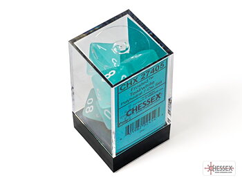 Chessex: Frosted Teal/White Polyhedral 7-Dice Set