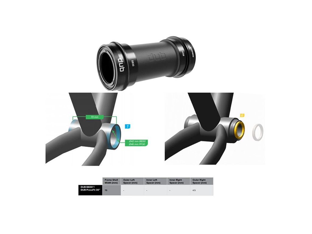 SRAM Bottom bracket DUB BB30, 68/73 mm Standard bearings DUB 68/73 mm 