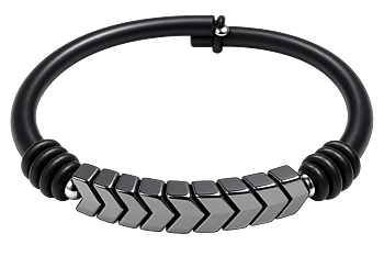 Armband Hematit svart gummi pilar