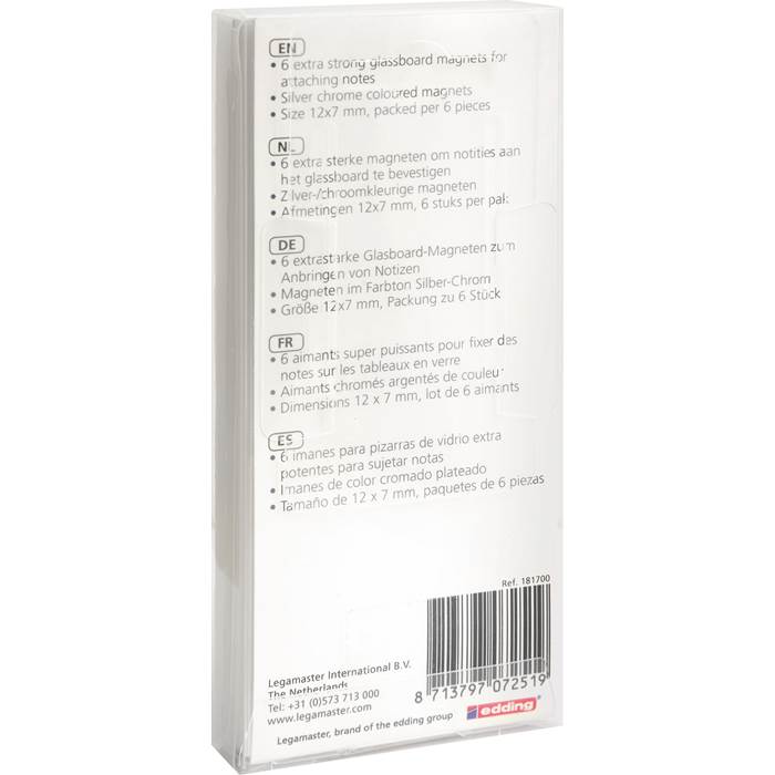 Magnet glastavla 12mmsilver 6f - 3