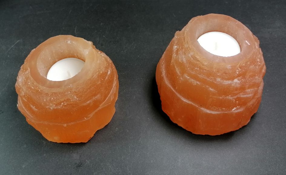 Orange/Rosa  Selenit Ljuslykta , Berg form  8.5cm - 4