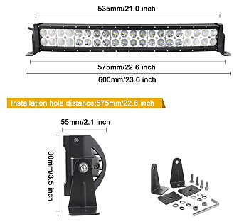 LEDRAMP 2-raders BÖJD  22" /120*