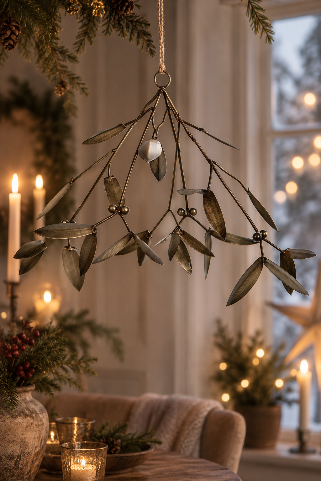 Mistletoe Large Antique Brass 26x19cm - 2