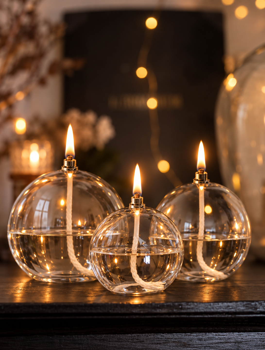 Oil lamp glass - Round - Silver - Ø9 cm - 3