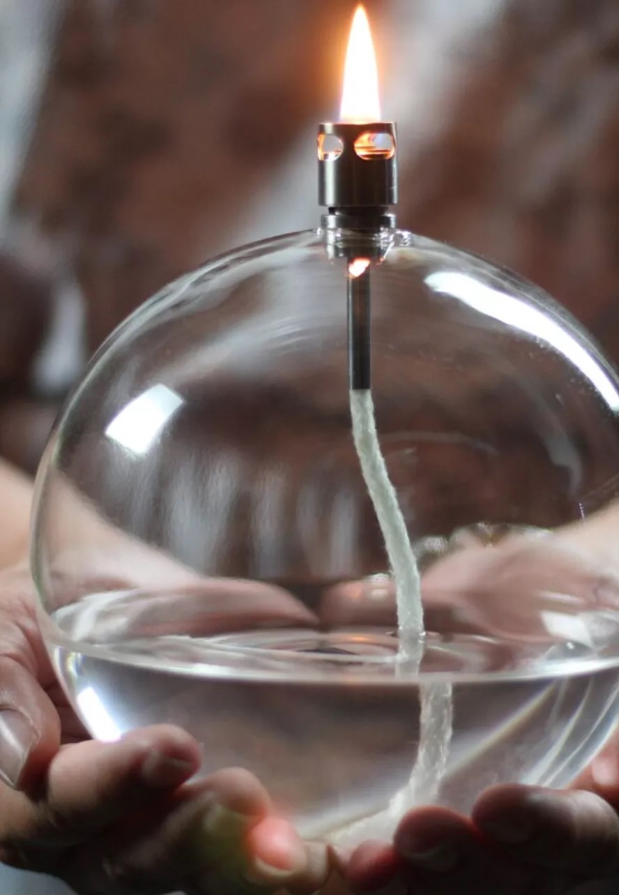 Oil lamp glass - round - Silver - Ø13 cm - 2