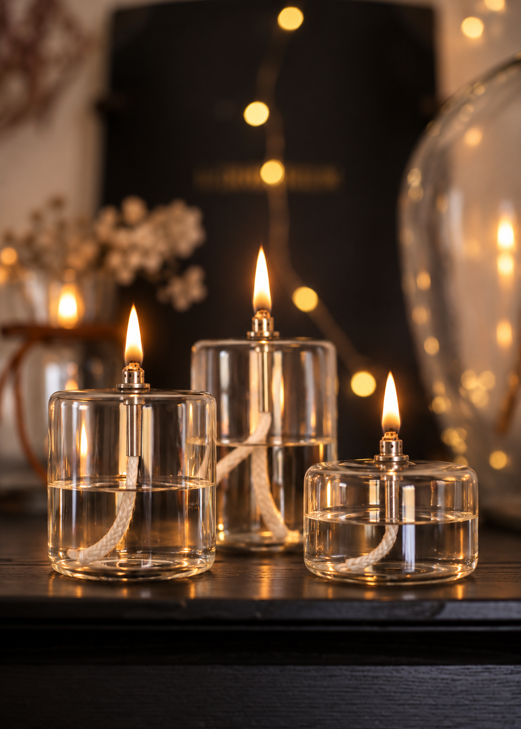 Oil lamp glass - Straight - Silver - 5.5 cm - 3