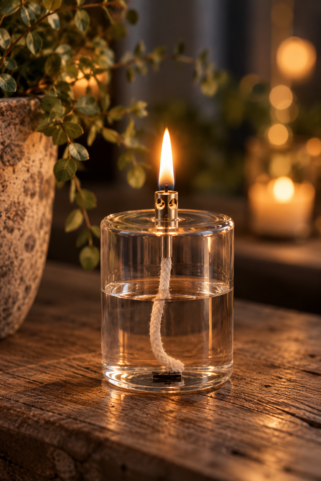 Oljelampa glas - Rak - Silver - 11,5 cm - 4