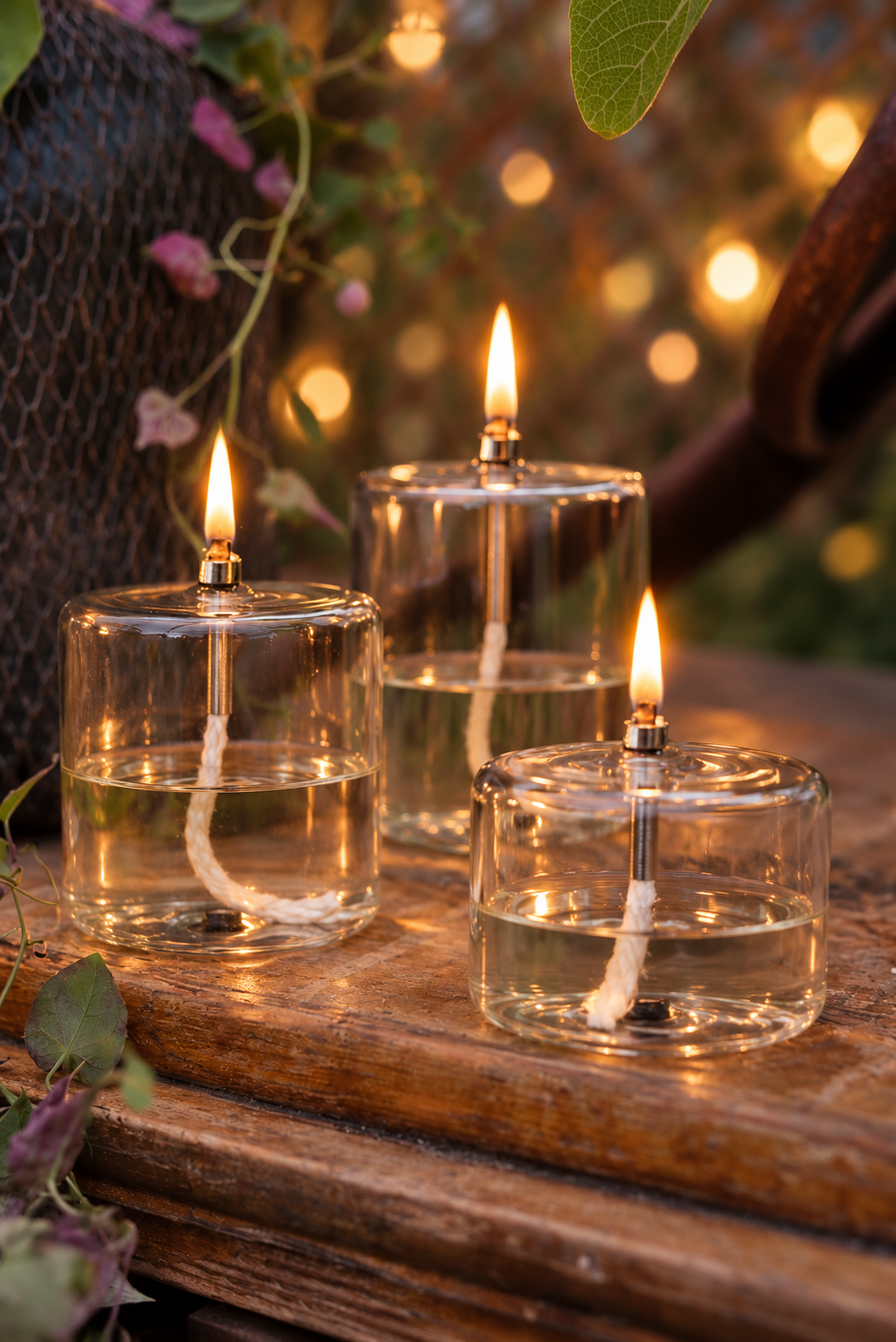Oljelampa glas - Rak - Silver - 11,5 cm - 2