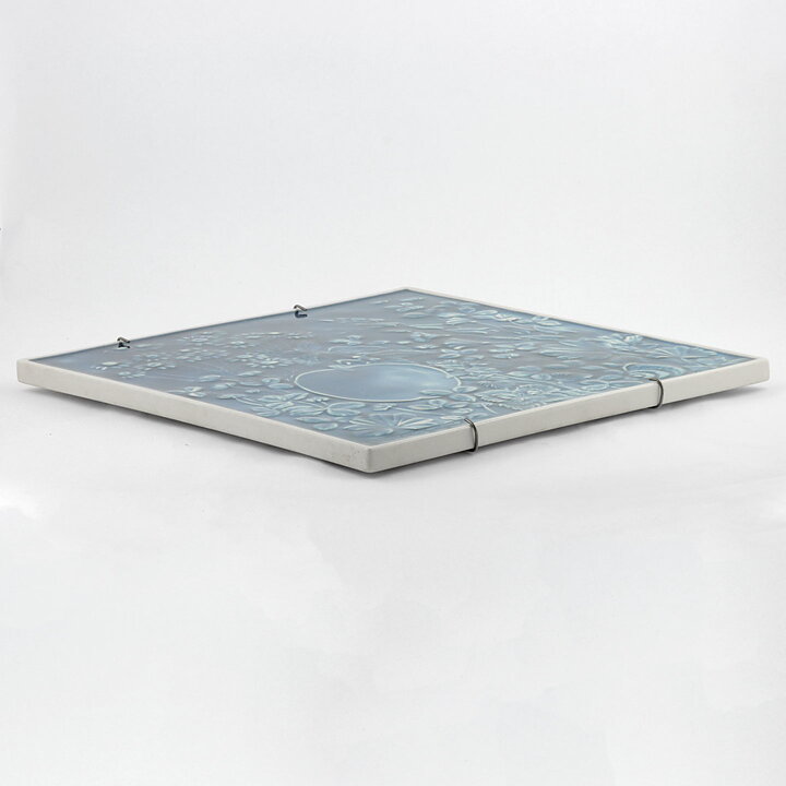 Gunvor Olin-Grönqvist (Arabia 1976) Blue Wall Plaque with Apple and Flower Motif 35 cm