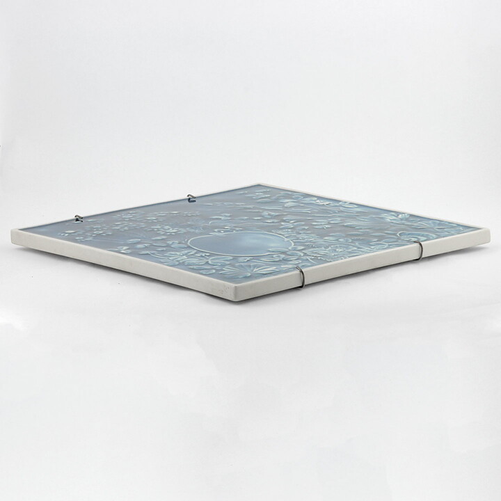 Gunvor Olin-Grönqvist (Arabia 1976) Blue Wall Plaque with Apple and Flower Motif 35 cm