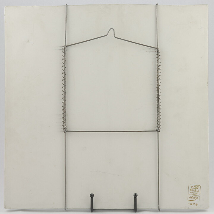 Gunvor Olin-Grönqvist (Arabia 1976) Blue Wall Plaque with Apple and Flower Motif 35 cm