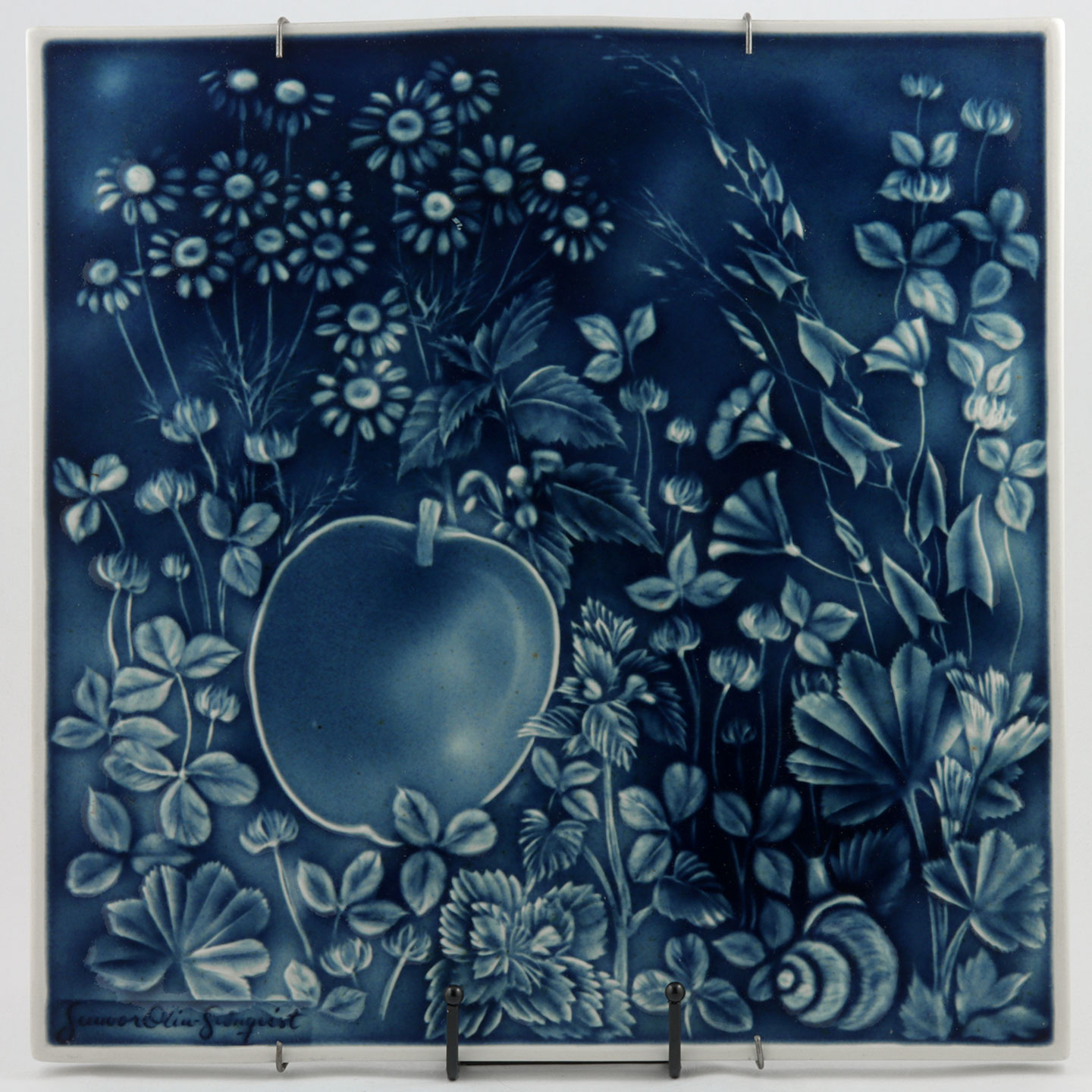 グンヴァル・オリン・グラングヴィスト Arabia社 りんごと秋の風の陶板