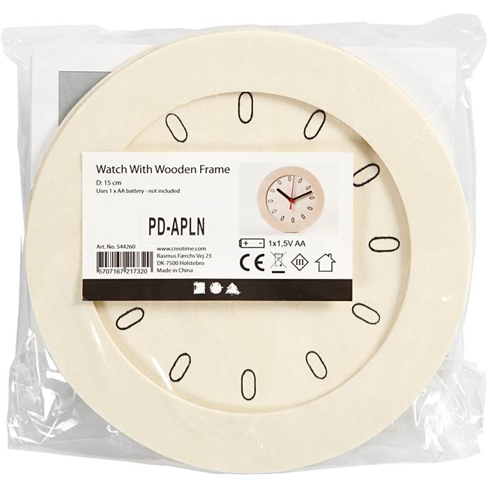 Klocka med träram 15cm plywood - 2