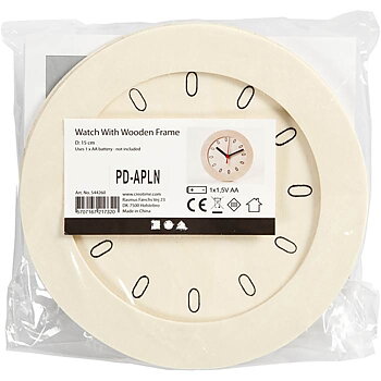 Klocka med träram 15cm plywood