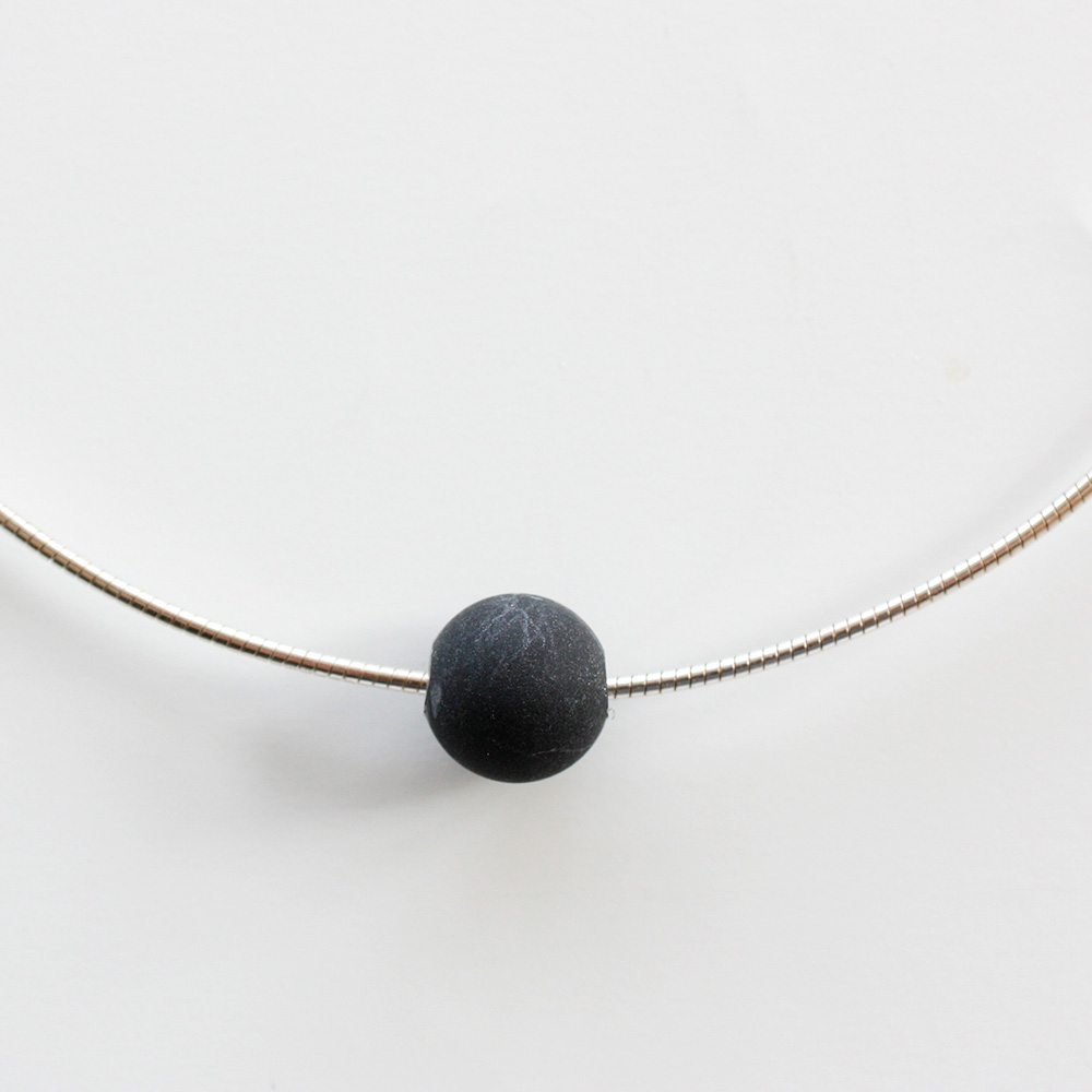 Boj - sterling silver necklace with spherical stone - 6