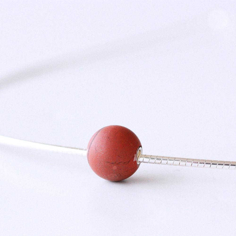 Boj - sterling silver necklace with spherical stone - 7
