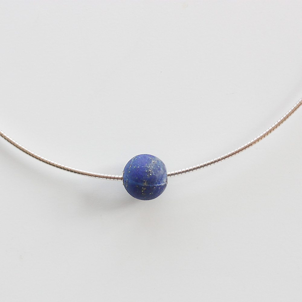 Boj - sterling silver necklace with spherical stone - 8
