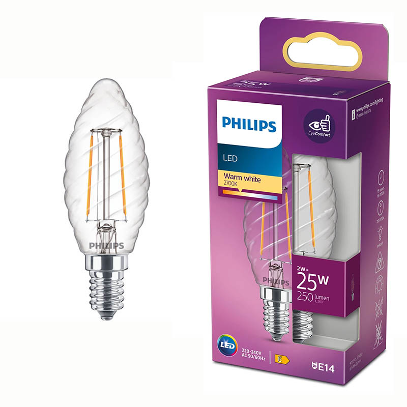 Philips Ledlampa kron 2W (25W) E14 vriden