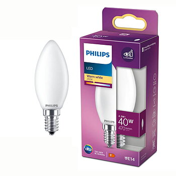 Philips Ledlampa kron 4,3W (40W) E14 frostad