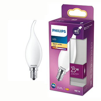 Philips Ledlampa kron 2,2W (25W) E14 böjd frostad