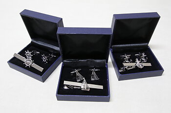 Cufflinks and Tie pin Wheel-Anchor-Sailboat