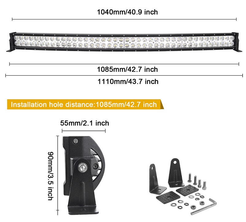 LEDRAMP 2-raders BÖJD  42" / 240* - tunn modell