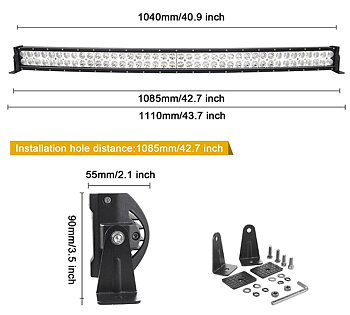 LEDRAMP 2-raders BÖJD  42" / 240* - tunn modell