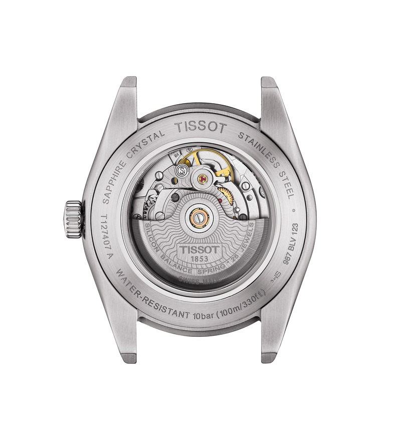 T127.407.11.041.00 Tissot Gentleman Powematic 80 Silicium 40 blå baksida