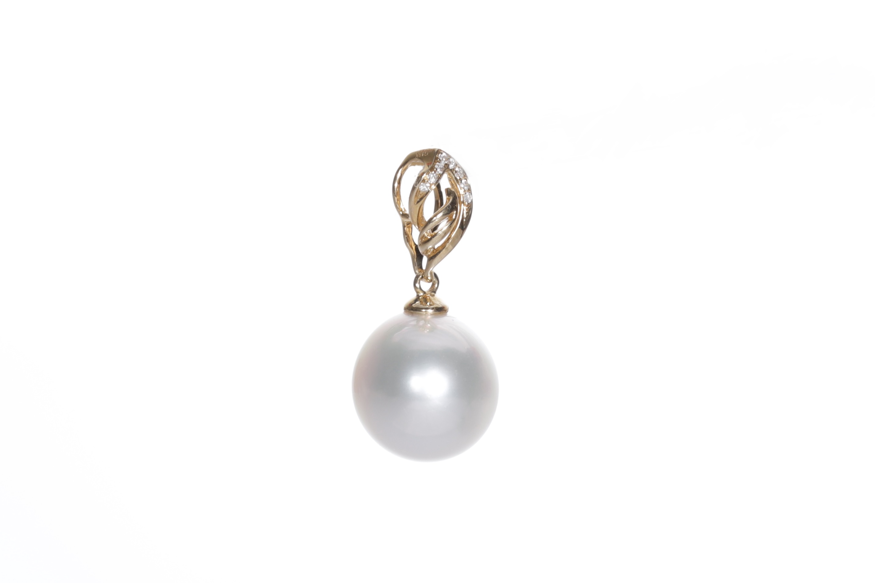 Perlenanhänger mit einer Südseeperle in Gold mit Diamanten - 2