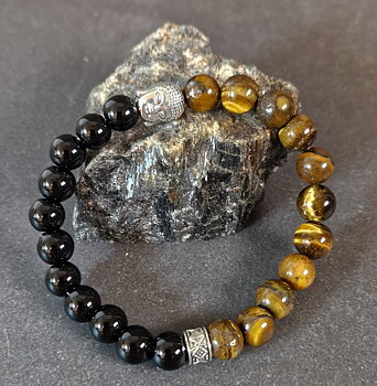 Buddha Armband med  Svart Onyx och Tigeröga