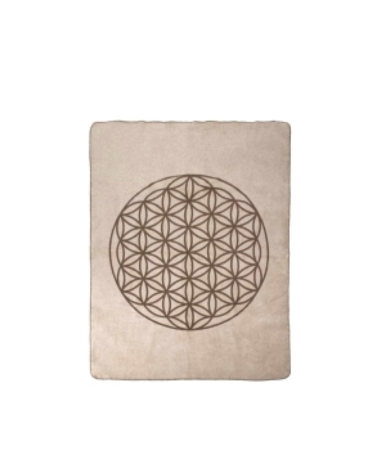 Biofotonfilt 200 x 150 cm - Naturvit - Beige med  Flower of LIfe - 2