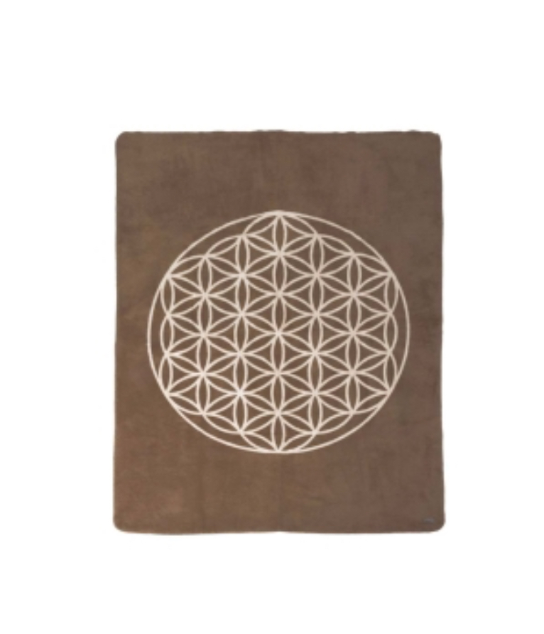 Biofotonfilt 200 x 150 cm - Naturvit - Beige med  Flower of LIfe