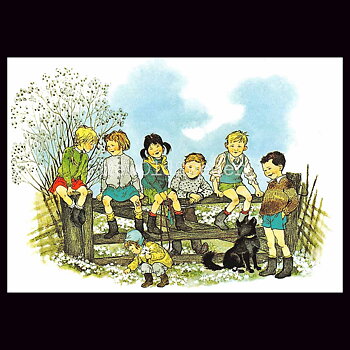 Vår i Bullerbyn - Alla barn i Bullerbyn - Ilon Wikland - Astrid Lindgren - Vykort A6 - 100