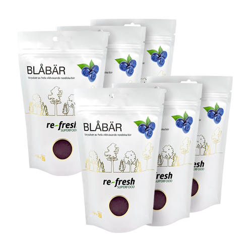 Blåbärspulver Re-fresh Superfood 125g, 6-PACK