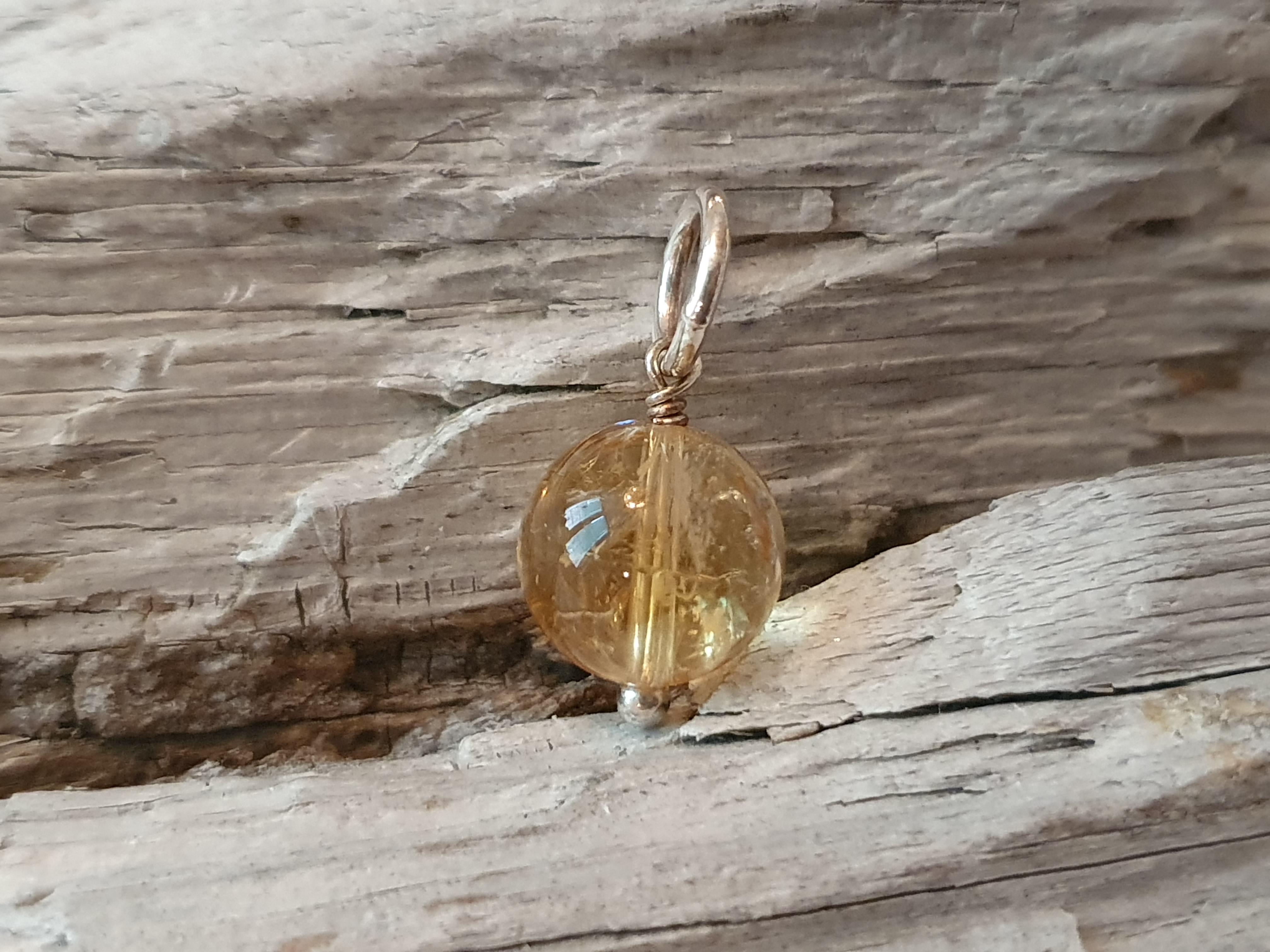 JOD Bubbles: Citrin 11mm kula hänge, 925-silver