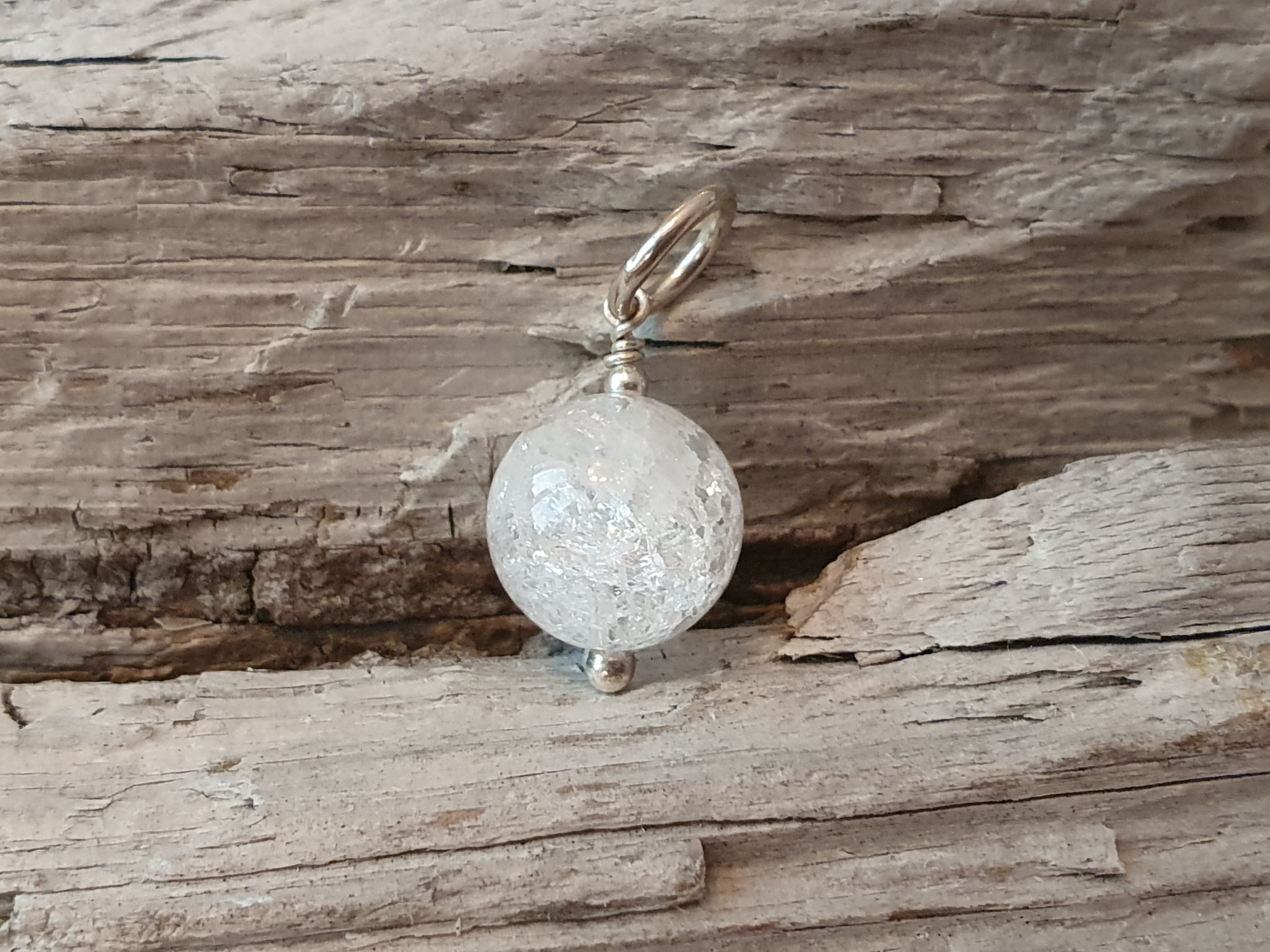 JOD Bubbles: Krackelerad bergkristall 12mm hänge 925-silver - 2
