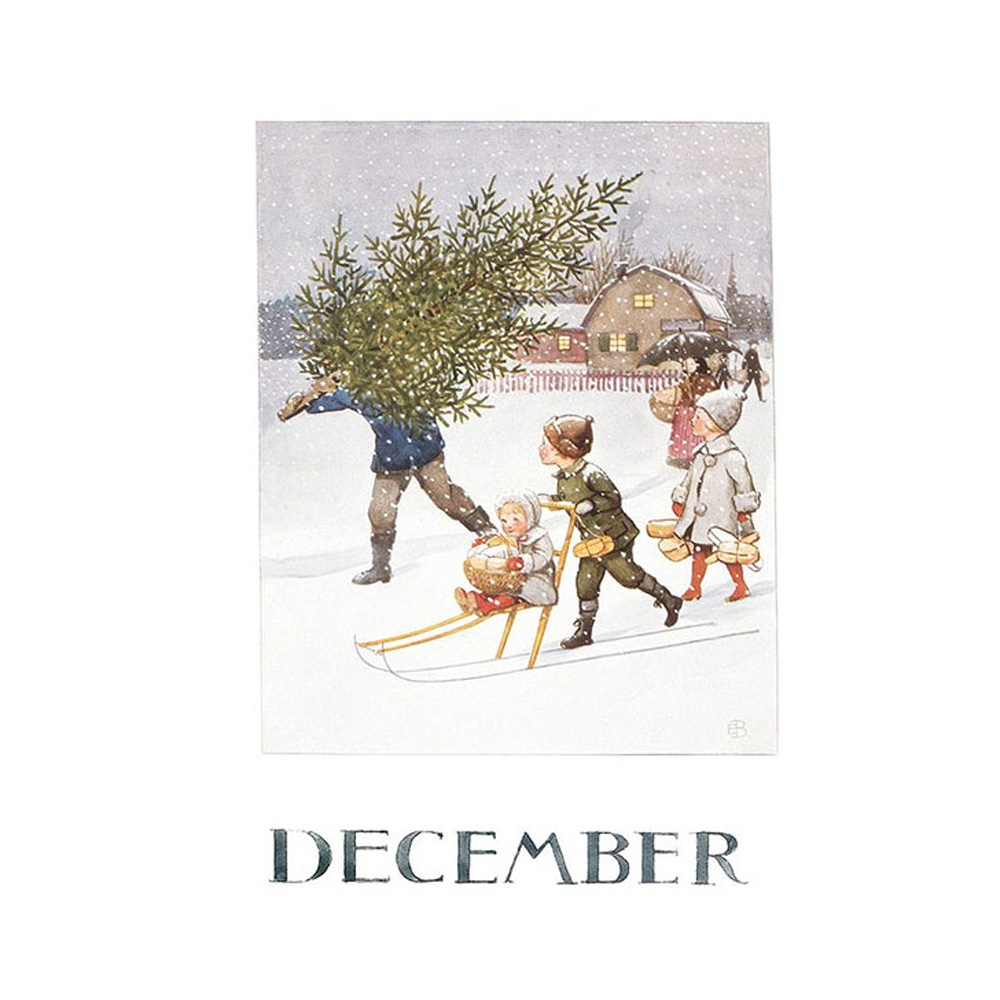 December vykort - Årets saga  med motiv av Elsa Beskow