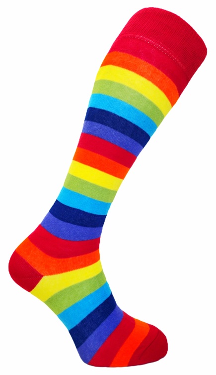 Knästrumpor Red Rainbow Thin Stripe