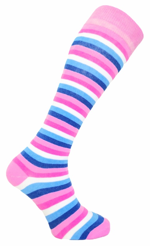 Knästrumpor Pink Rainbow Thin Striped