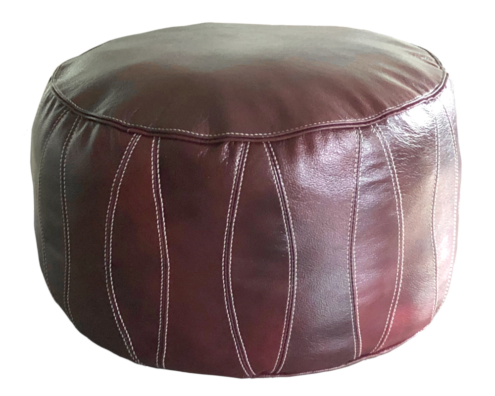 Leren poef bordeaux
