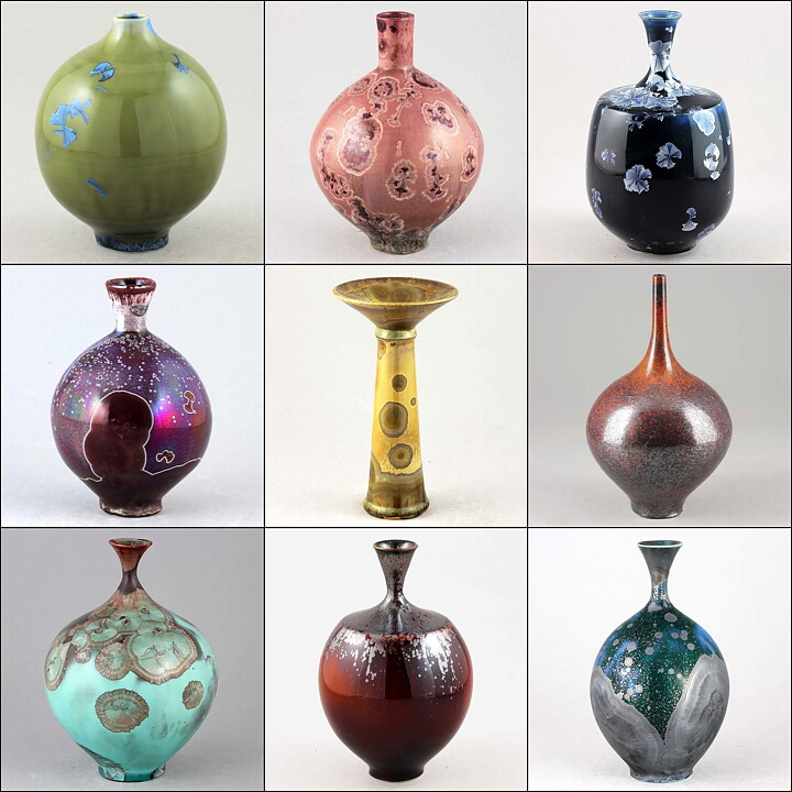 Isak Isaksson (2015) Unique Vase with Brown and Green Crystalline Glaze 13 cm