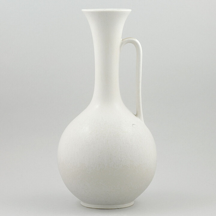 Gunnar Nylund (1950s) White Crystalline Vase with Handle (29 cm)