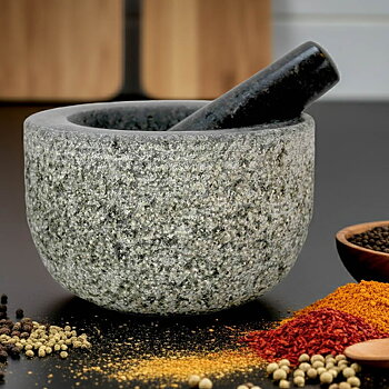 Mortel granit 0,3 l iter  ø14cm, höjd 7,8cm Komplett mortel med stöt.