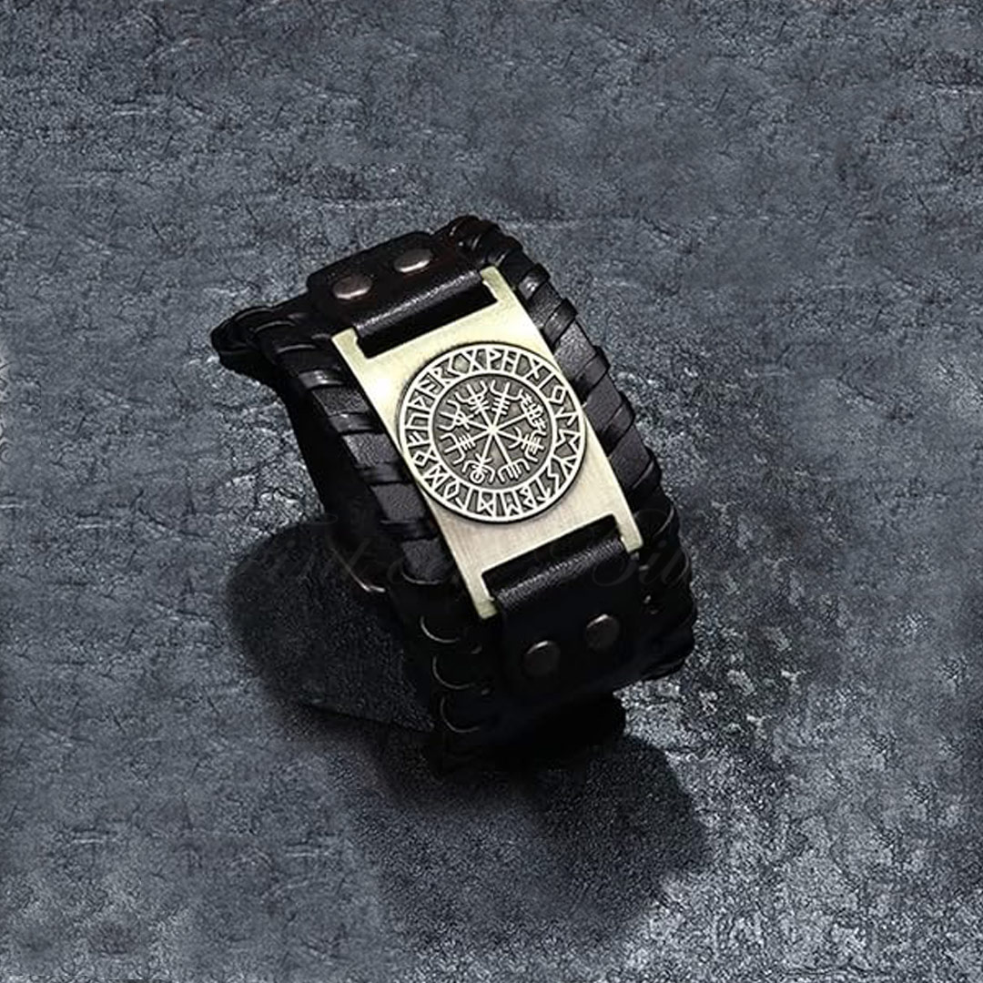Vegvisir Viking Compass – Vikingarmband Futhark med Gravyr (Flera val) - 10