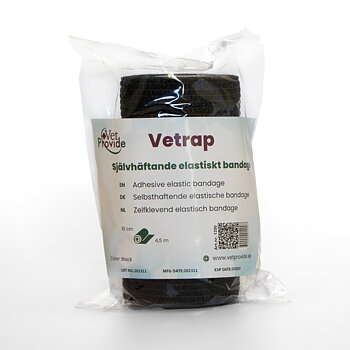 Vetrap 10 cm × 4,5 m Svart Självhäftande Elastiskt Bandage (1 st) VetProvide