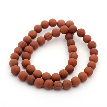 Röd jaspis frostad 8mm hel sträng