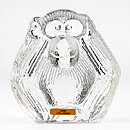 Lisa Larson (Royal Krona 1970s) Gorgeous Glass Ape "Can't Hear"  9 cm